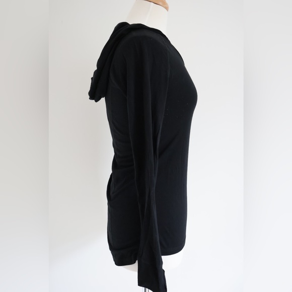 Calvin Klein Performance Black Long Sleeve Top with Logo on arm & side with Hood - Picture 5 of 8